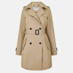 Women's Double Breasted Cotton Water Resistant Mid-Length Trench Coat