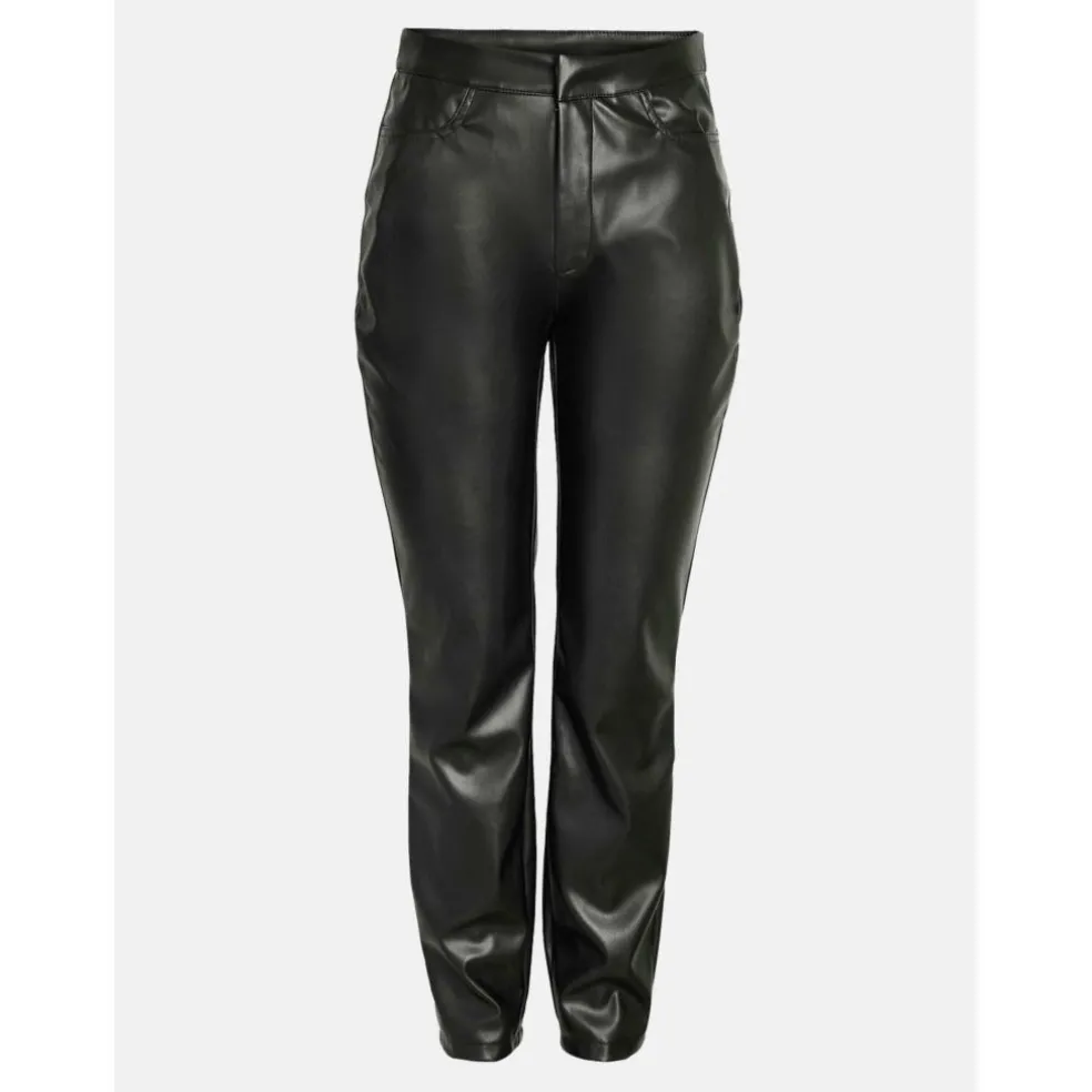 Women's Faux Leather Ankle Trousers