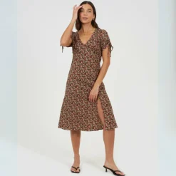 Womens Floral Dress with Side Split Detail