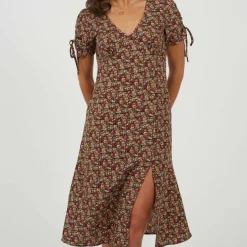 Womens Floral Dress with Side Split Detail
