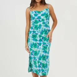 Womens Floral Strappy Slip Dress