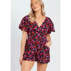 Women's Floral Wrap Playsuit