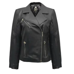 Womens Genuine Sheepskin Biker 4 Pocket Leather Jacket