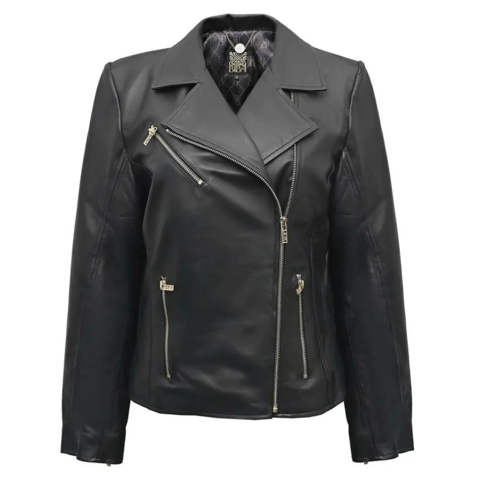Womens Genuine Sheepskin Biker 4 Pocket Leather Jacket