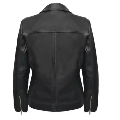 Womens Genuine Sheepskin Biker 4 Pocket Leather Jacket