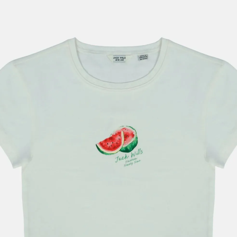 Women's Graphic Cotton Short Sleeve Crew Neck Print Crop Top