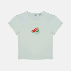 Women's Graphic Cotton Short Sleeve Crew Neck Print Crop Top