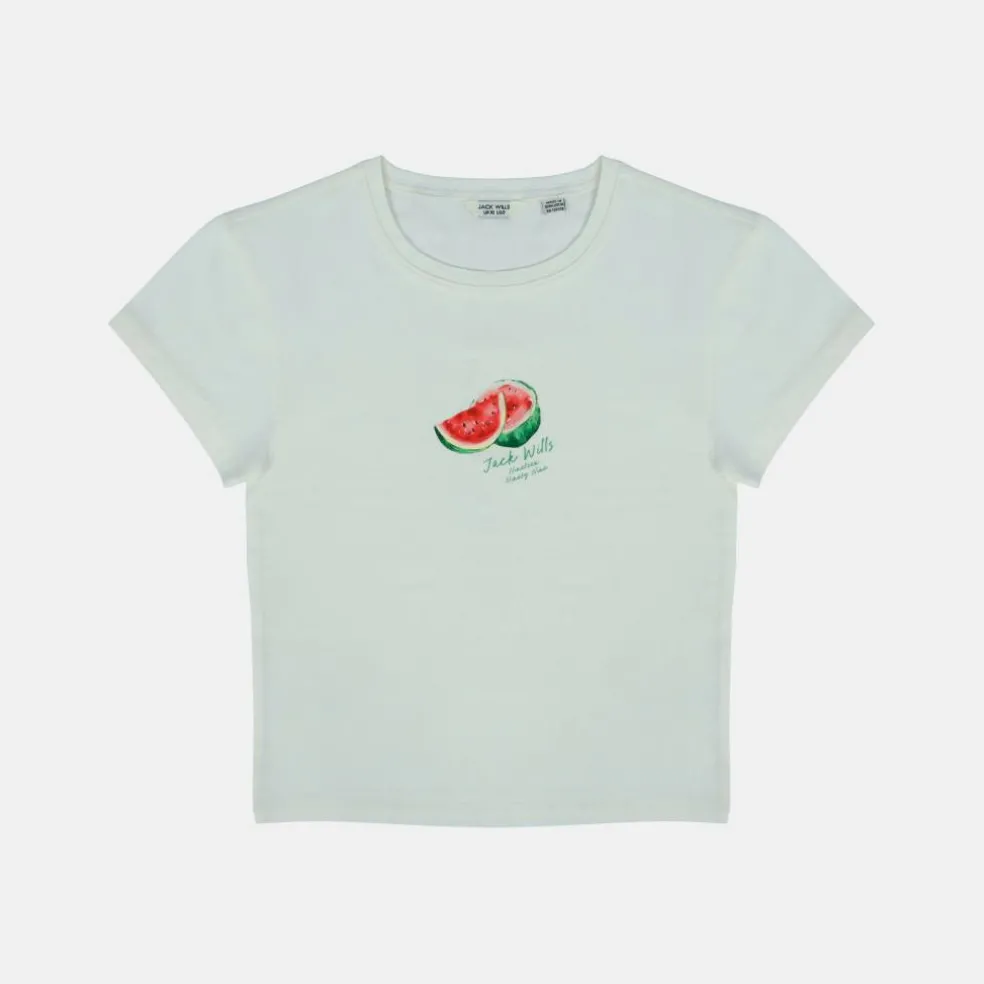 Women's Graphic Cotton Short Sleeve Crew Neck Print Crop Top