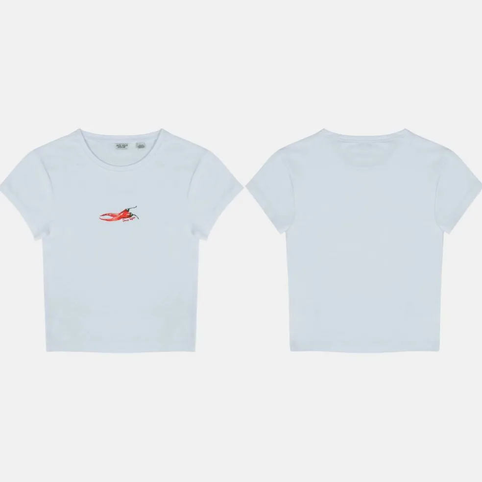 Women's Graphic Cotton Short Sleeve Crew Neck Print Crop Top
