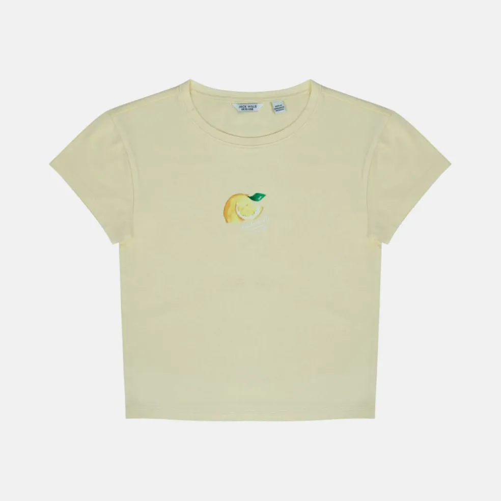 Women's Graphic Cotton Short Sleeve Crew Neck Print Crop Top
