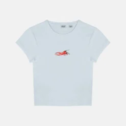 Women's Graphic Cotton Short Sleeve Crew Neck Print Crop Top