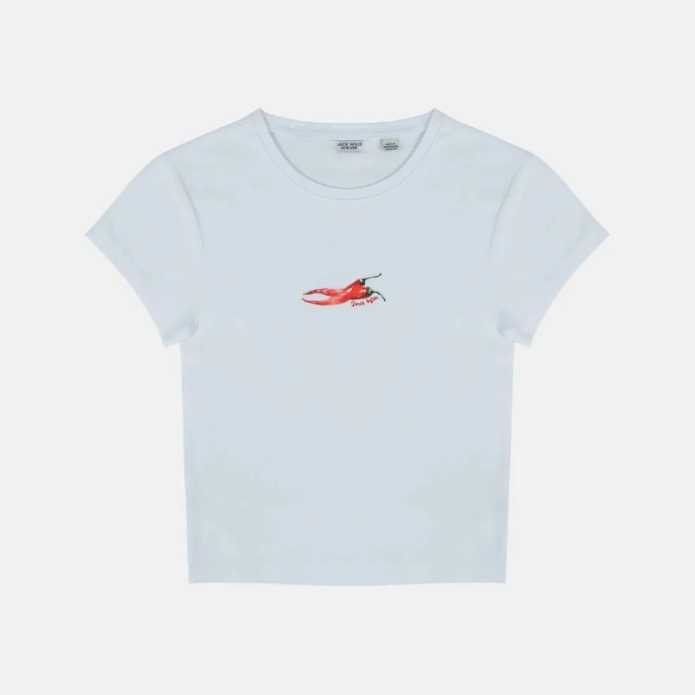 Women's Graphic Cotton Short Sleeve Crew Neck Print Crop Top