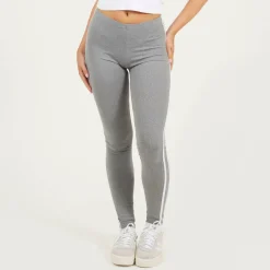 Womens Grey Leggings with Side Stripe Detail