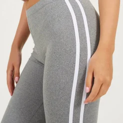 Womens Grey Leggings with Side Stripe Detail