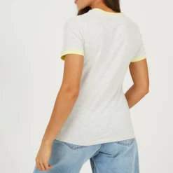 Womens Happy Camper Graphic Ringer T-shirt