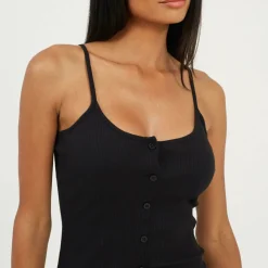 Womens Heavy Rib Bodycon Dress with Button Front