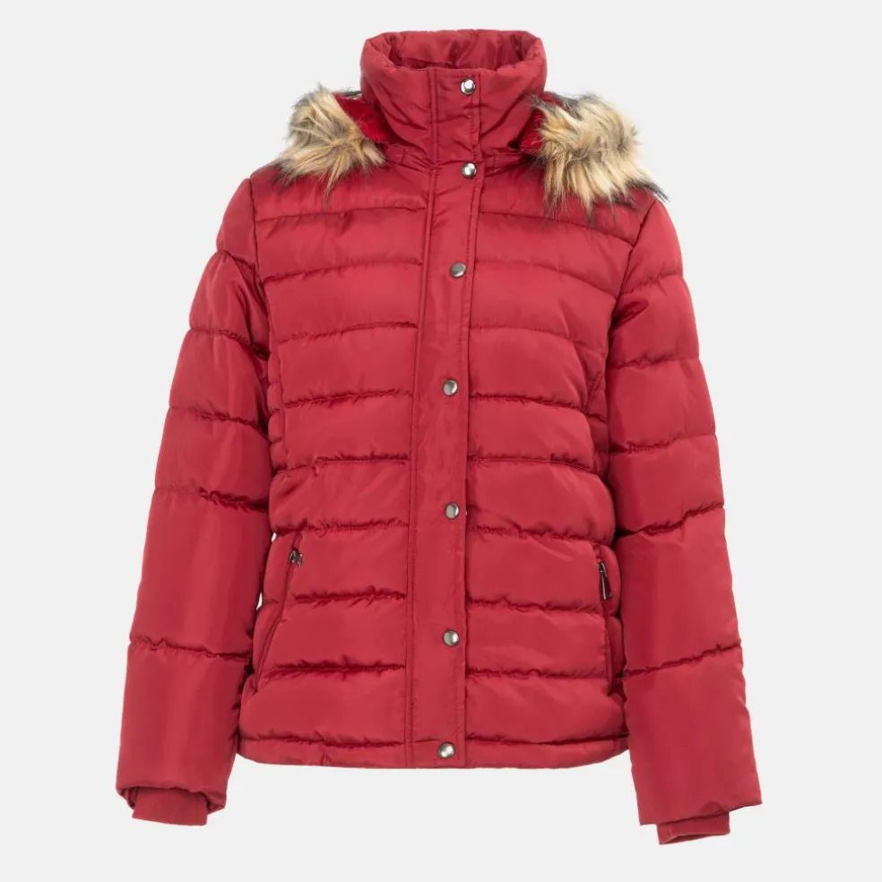 Women's ISIF Detachable Hood Fur Trim Sherpa Lined Parka