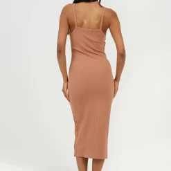 Womens Jersey Bodycon Strappy Midi Dress