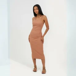 Womens Jersey Bodycon Strappy Midi Dress