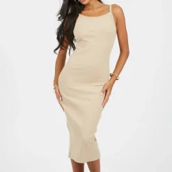 Womens Jersey Bodycon Strappy Midi Dress