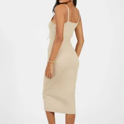 Womens Jersey Bodycon Strappy Midi Dress