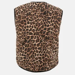 Women's Leopard Print Quilted Lace-Up Gilet