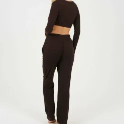 Womens Long Sleeve Cropped Top and Matching Trouser Lounge Set