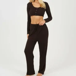 Womens Long Sleeve Cropped Top and Matching Trouser Lounge Set