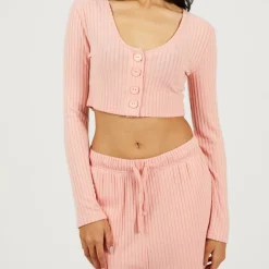 Womens Long Sleeve Cropped Top and Matching Trouser Lounge Set