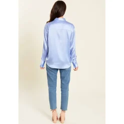 Women's Long-Sleeve Satin Blouse