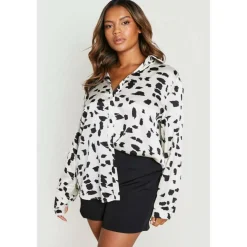 Women's Long-Sleeve Satin Patterned Shirt