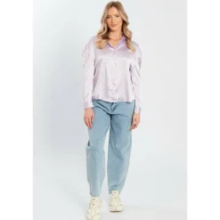Women's Long-Sleeve Satin Plain Shirt