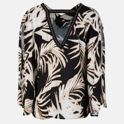 Women's Long-Sleeve Stud Trim Blouse