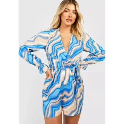 Women's Long-Sleeve Wrap Playsuit