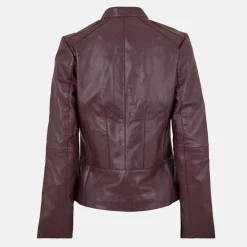 Women's Neru Collar Leather Long Sleeve Leather Jacket