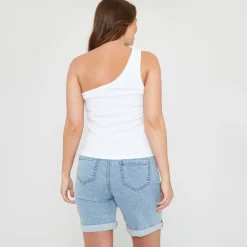 Women's One Shoulder Rib Tank Vest