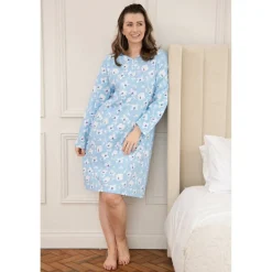 Womens Organic Cotton Long Sleeve Nightdress