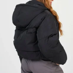 Womens Oversized Fit Short Puffer Jacket with Hood