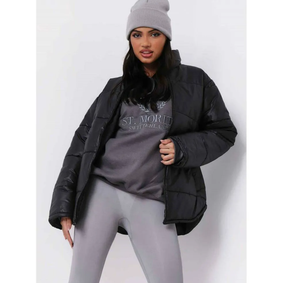 Women's Oversized Long Sleeve Medium Puffer Jacket