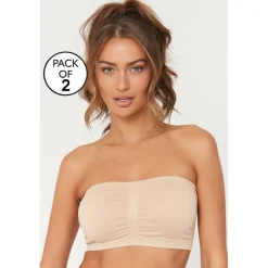 Women's 2 Pack Bandeau Non Wired Bra