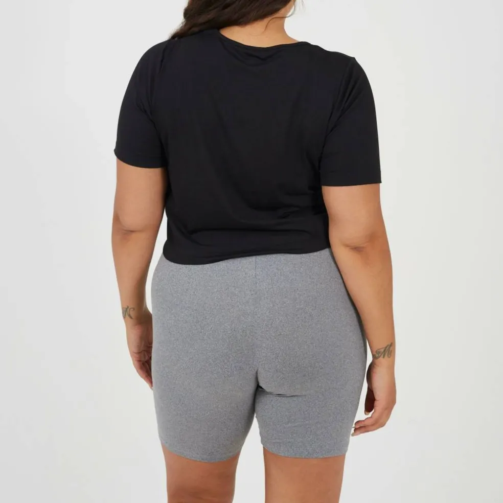 Womens Plus Size Cropped Round Neck T-shirt