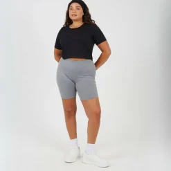 Womens Plus Size Cropped Round Neck T-shirt