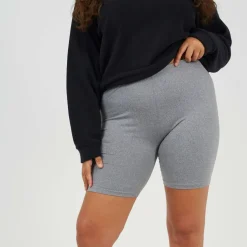 Womens Plus Size Grey Marl Cycling Shorts