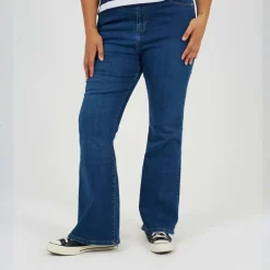 Womens Plus Size High Waisted Flared Jeans