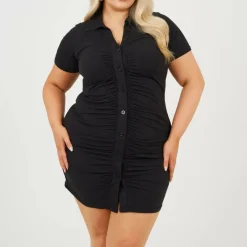 Womens Plus Size Jersey Short Sleeve Shirt Dress
