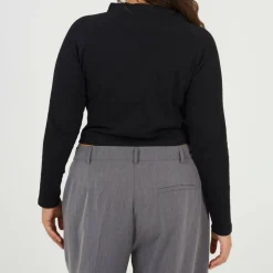 Womens Plus Size Long Sleeve Top with Popper Fastening