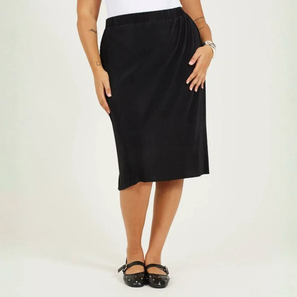 Womens Plus Size Plisse Midi Skirt