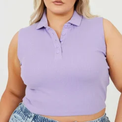 Womens Plus Size Vest with Collar and Buttons
