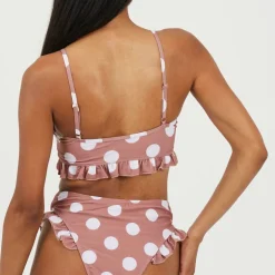 Womens Polka Dot Bikini Top with Frill