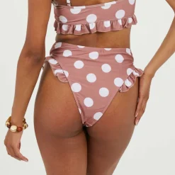 Womens Polka Dot High Waisted Bikini Bottoms